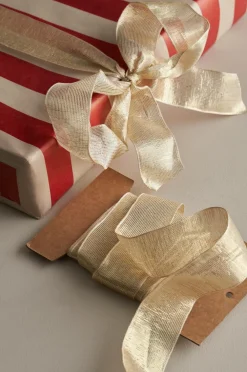 Ellos Gavepapir & Tilbehør>Home Glitterbånd Scarlet med metaltråd Guld