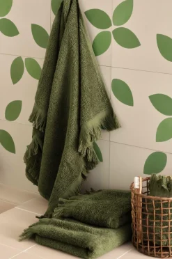 Ellos Badeværelsestekstiler>Home Håndklæde Molly 50x70 cm Mørkegrøn