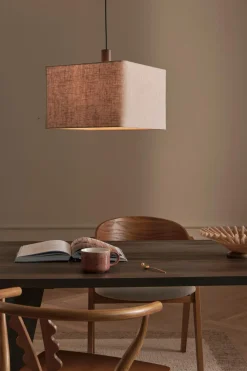 Ellos Home Loftlampe Square Linned/valnød Outlet