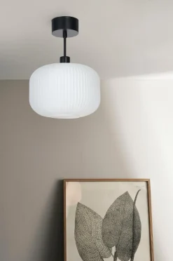 Ellos Loftlamper>Home Loftplafond Esaias Sort/opalhvidt glas