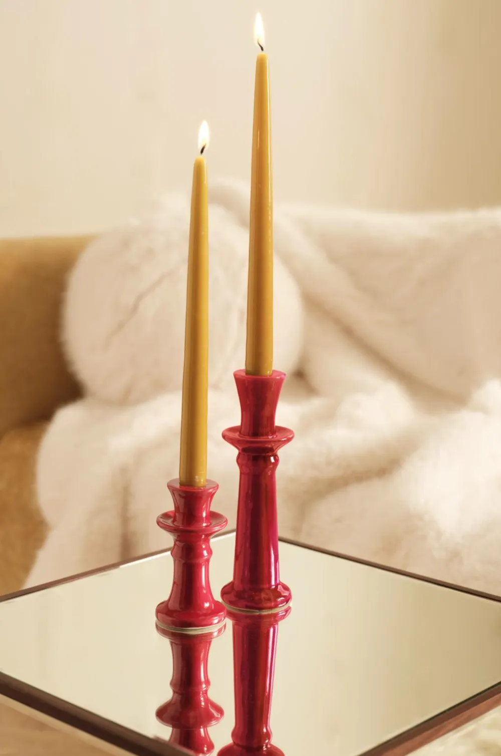 Ellos Home Lysestage Melissa 2 stykker med forskellige højder Rød Best