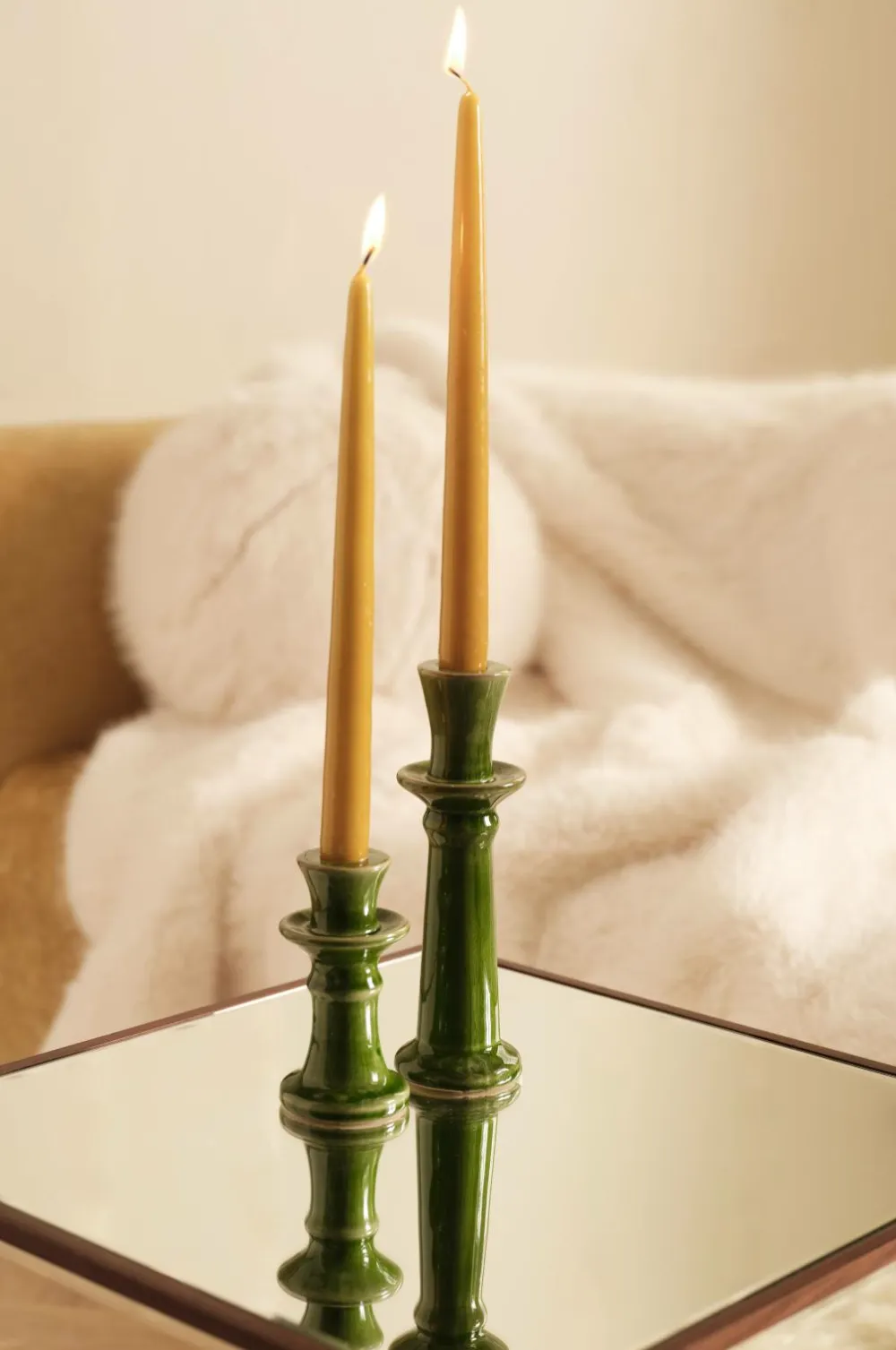 Ellos Lysestager & Lanterner>Home Lysestage Melissa 2 stykker med forskellige højder Grøn