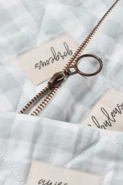 Ellos Home Makeup taske / toilettaske Dorene Check Lyseblå/hvid Discount