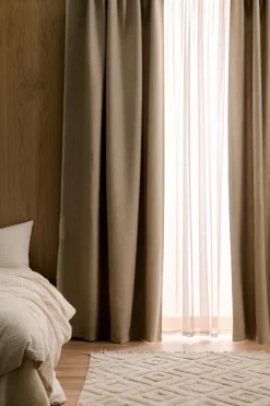 Ellos Persienner|Gardinlængder Med Rynkebånd>Home Mørklægningsgardin Iben med multibånd, 1 stk. Beige