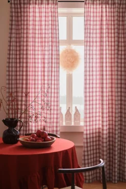 Ellos Gardinlængder Med Rynkebånd>Home Multibåndsgardin Sally Check 2-pak Rød