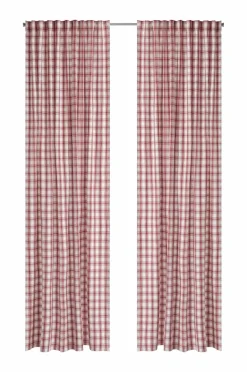 Ellos Gardinlængder Med Rynkebånd>Home Multibåndsgardin Sally Check 2-pak Rød