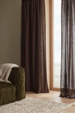 Ellos Persienner|Hørgardiner>Home Multibåndslængde Malva 2-pak i 100% hør Brun