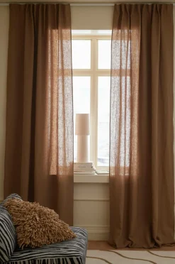 Ellos Hørgardiner>Home Multibåndslængde Malva 2-pak i 100% hør Chipmunk