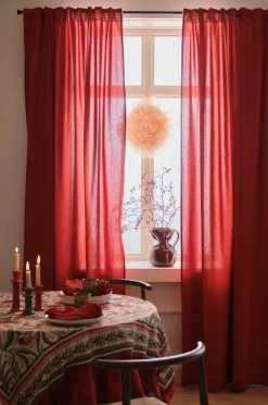 Ellos Persienner|Gardinlængder Med Rynkebånd>Home Multibåndsgardin Lina 2-pak Rød