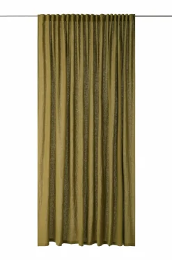 Ellos Gardinlængder Med Rynkebånd>Home Multibåndsgardin Elly Wide i genanvendt halvlinned ekstra bred 1-pak Olivengrøn