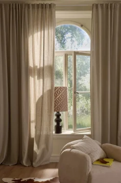 Ellos Persienner|Gardinlængder Med Rynkebånd>Home Multibåndsgardin Elly Wide i genanvendt halvlinned ekstra bred 1-pak Linen beige