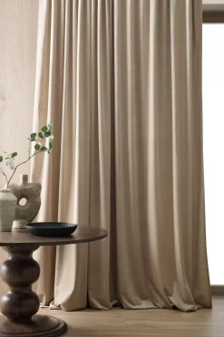 Ellos Velourgardiner|Gardinlængder Med Rynkebånd>Home Multibåndslængd Nora dobbelt bredde, 1 stk. BEIGE