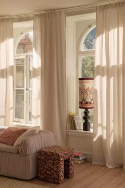 Ellos Persienner|Gardinlængder Med Rynkebånd>Home Multibåndsgardin Elly i genanvendt halvlinned 2-pak Cremet hvid