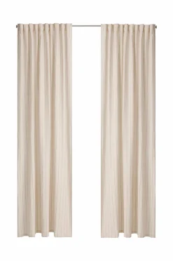 Ellos Gardinlængder Med Rynkebånd>Home Multibåndsgardin Elly Thin Stripe i genanvendt halvlinned 2-pak Bronzebrun