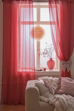 Ellos Gardinlængder Med Rynkebånd>Home Multibåndsgardin Edda 2-pak Rød