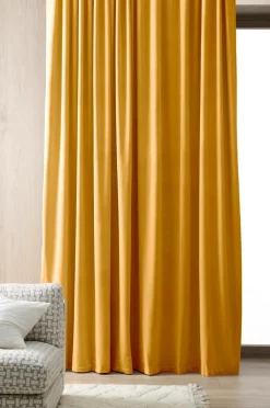 Ellos Velourgardiner>Home Multibåndslængd Nora dobbelt bredde, 1 stk. Gul