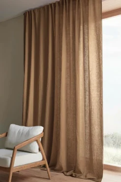 Ellos Hørgardiner>Home Multibåndslængde Malva Wide ekstra bred, 1 stk. i 100% hør Chipmunk