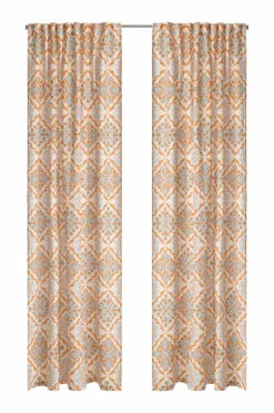 Ellos Home Multibåndsgardin Elly Tile i genanvendt halvlinned 2-pak Lyseblå Outlet