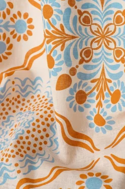 Ellos Home Multibåndsgardin Elly Tile i genanvendt halvlinned 2-pak Lyseblå Outlet