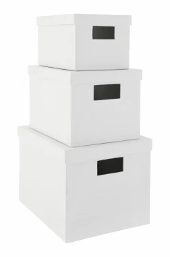 Ellos Home Opbevaringsbokse Rose, sæt med 3 stk. i forskellige størrelser Naturlig hvid Discount