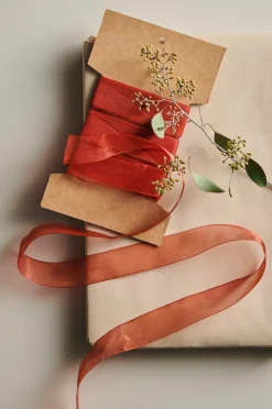 Ellos Home Organzabånd 25 mm, længde 10 m Koralrød Clearance