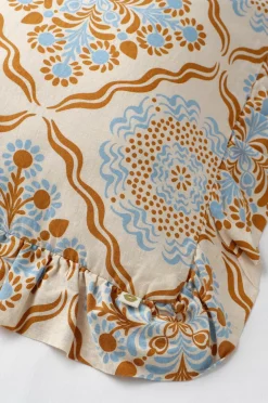 Ellos Pudebetræk>Home Pudebetræk Elly Tile Frill i genanvendt halvlinned Blå