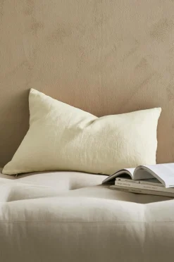 Ellos Home Pudebetræk Candice Zip i vasket hør 40x60 cm Pastelgul Clearance