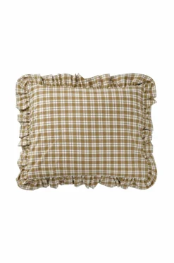 Ellos Home Pudebetræk Sonneli Check Frill PC i bomuld Bronzegrøn New