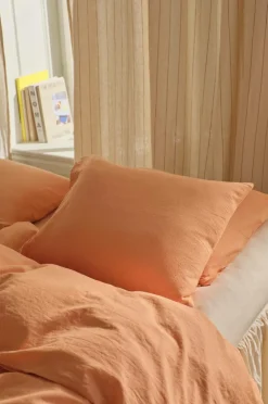 Ellos Pudebetræk>Home Pudebetræk Elly i genanvendt halvlinned Mørk abrikos