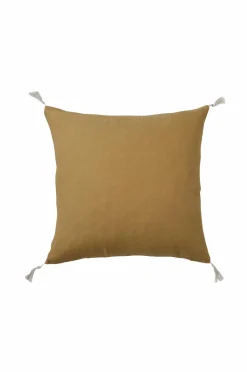 Ellos Home Pudebetræk Candice Tassel af vasket hør, 50x50 cm Bronzegrøn Best