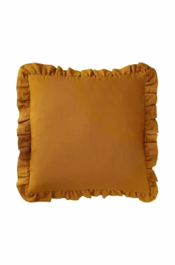 Ellos Home Pudebetræk Candice Frill i vasket hør Karrygul Best