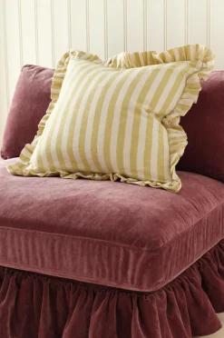 Ellos Pyntepuder & Betræk>Home Pudebetræk Elly Classic Stripe i genanvendt halvlinned Lys grøngul