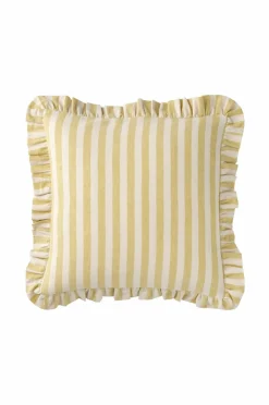 Ellos Pyntepuder & Betræk>Home Pudebetræk Elly Classic Stripe i genanvendt halvlinned Lys grøngul