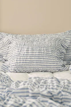 Ellos Home Pudebetræk Avery Elastic i bomuldspercale Lyseblå stribet Clearance
