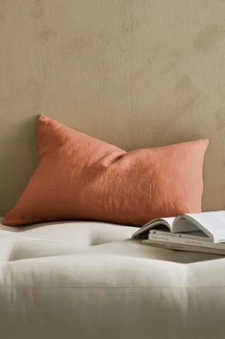 Ellos Home Pudebetræk Candice Zip i vasket hør 40x60 cm Brunrosa