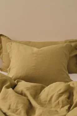 Ellos Pudebetræk>Home Pudebetræk Candice af vasket hør Bronzegrøn