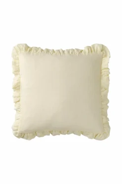 Ellos Home Pudebetræk Candice Frill i vasket hør Pastelgul Clearance