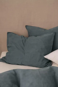 Ellos Pudebetræk>Home Pudebetræk Rania i vintagevasket bomuld Dk bluegreen