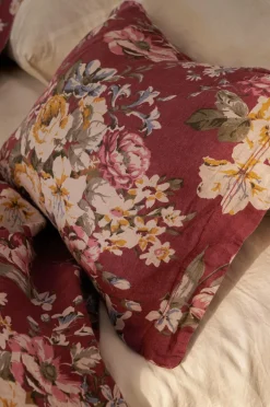 Ellos Home Pudebetræk Candice Rose i vasket hør Vinrød Hot