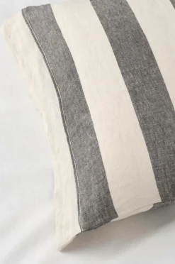 Ellos Home Pudebetræk Candice Block Stripe i vasket hør Mørkegrå/cremefarvet Sale