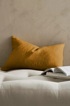 Ellos Home Pudebetræk Candice Zip i vasket hør 40x60 cm Karrygul Outlet