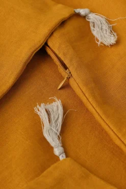 Ellos Home Pudebetræk Candice Tassel af vasket hør, 50x50 cm Karrygul Outlet