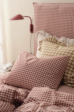 Ellos Home Pudebetræk Sonneli Check i bomuld Cognacsröd Clearance