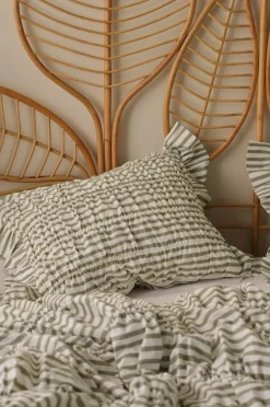 Ellos Pudebetræk>Home Pudebetræk Avery Elastic i bomuldspercale Lys olivengrøn stribet