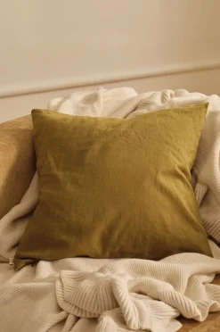 Ellos Home Pudebetræk Elly i genanvendt halvlinned Olivengrøn Discount