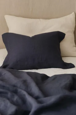 Ellos Home Pudebetræk Candice af vasket hør Blueblack - ebony New