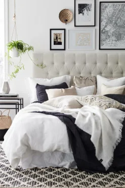 Ellos Home Pudebetræk Candice af vasket hør Blueblack - ebony New