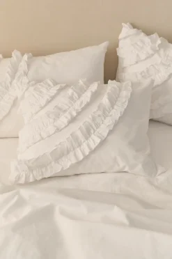 Ellos Pudebetræk>Home Pudebetræk Juliette Curve Frill i vasket bomuld Hvid