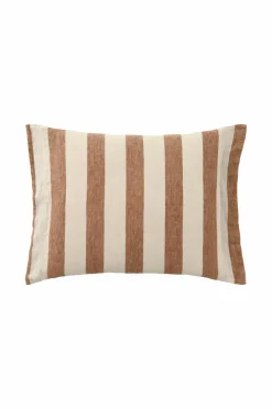Ellos Home Pudebetræk Candice Block Stripe i vasket hør Mørk kanelbrun/Creme New