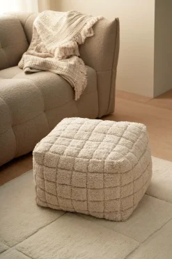 Ellos Puffer & Fodskamler>Home Puf Puff Check 59x59 cm Cremehvid